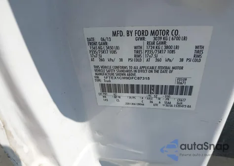 2013 Ford F-150 Xl from USA, damaged, VIN 1FTEX1CM9DFC87315